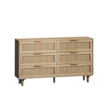 Natural Rattan Storage Cabinet with 6 Drawers, 51.18'
