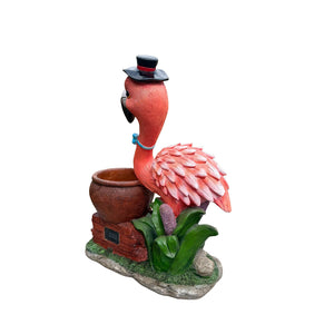 Outdoor Garden Sculpture Flamingo Flower Pot Planter
