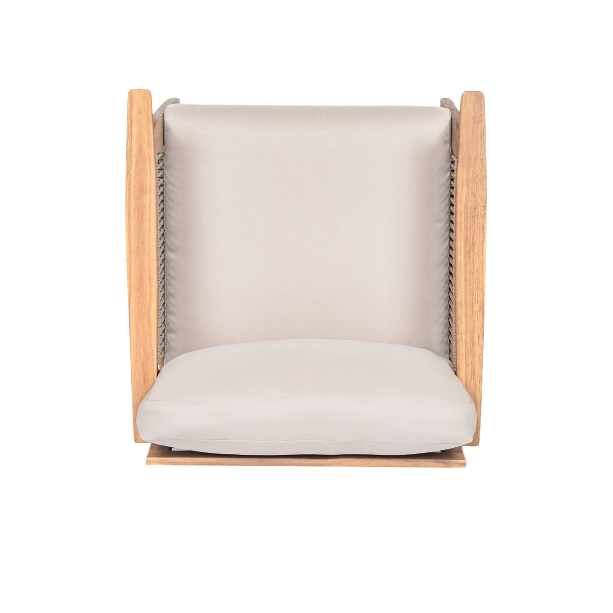 Outdoor Acacia Wood and Rope Patio Chair with Cushions (Set of 2)