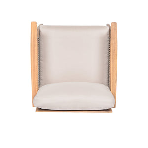 Outdoor Acacia Wood and Rope Patio Chair with Cushions (Set of 2)