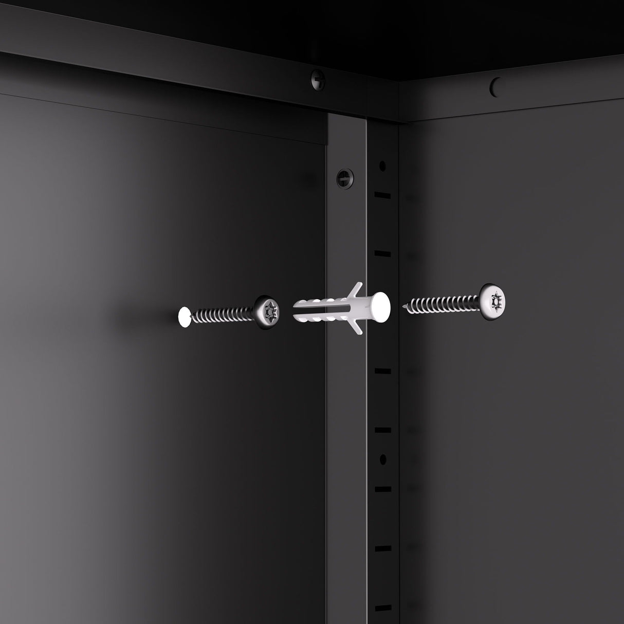 Heavy Duty Storage Cabinet With Lock, 2 Door File Cabinet With 2 Adjustable Shelves - Black