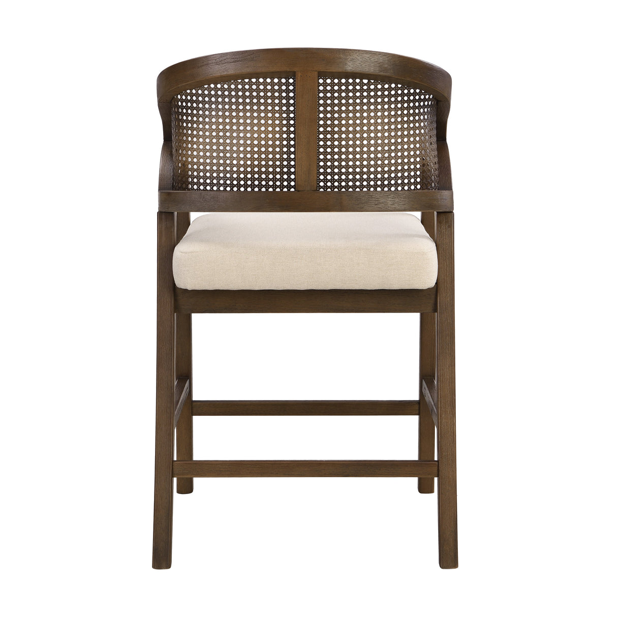 Wooden Frame Counter Stool with Rattan Back, Set of 2