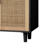 Elegant and Functional 4-Door Rattan Decorative Storage Cabinet