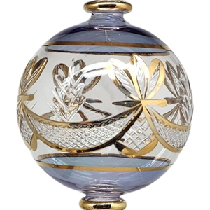 Special Etching Crystal Ball with Dangles Ornament - Blue