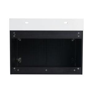 Modern Wall Mounted Bathroom Vanity With Resin Sink And Storage Rack