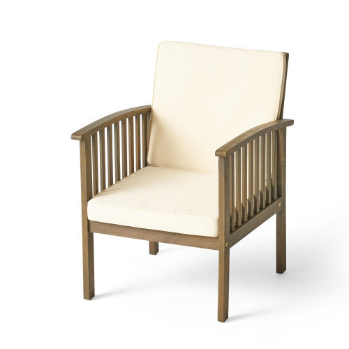 Patio Set Outdoor Acacia Wood Furniture Sets - Modern Club Chair Conversation Sets with Patio Dining Table