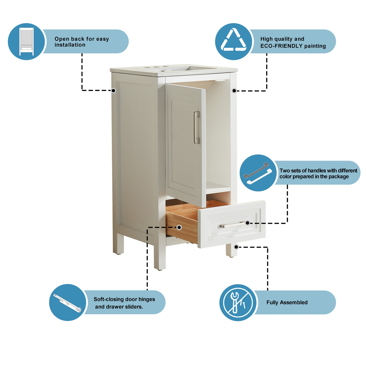 Fully Assembled 18'' Bathroom Vanity
