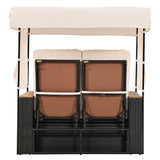 Bethany Two-Person Outdoor Rattan Daybed with Adjustable Canopy and Hidden Storage