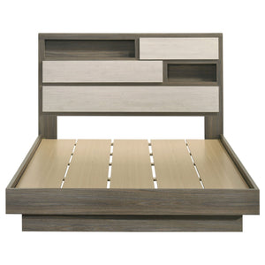 Fenwick Queen Bed Bookcase Headboard Grey Oak