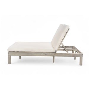TREXM 5-Position Adjustable Backrest Double Chaise Lounge Outdoor