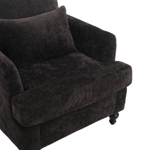 Modern Mid Century Wood Frame Armchair With Tufted Design