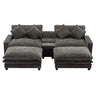 Modern Sectional Sofa With Removable Ottomans, USB Ports