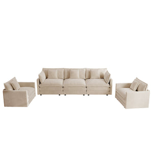 Modern Light Coffee Chenille Sofa Set of 3