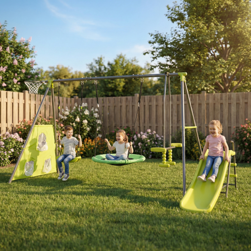 Saucer Swingset With Mini Slide