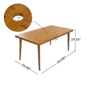 Outdoor Patio 7PCS Dining Set with Aluminum Chairs and Acacia Wood Table