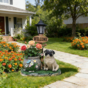 Sitting Pug Dog Planter Statue