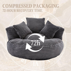 Oversized Bean Bag Chair With 3 Pillows & Armrest - Dark Gray