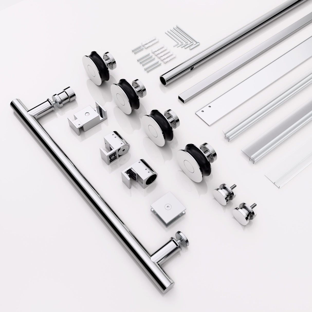 Frameless Single Sliding Shower Door With Clear Tempered Glass
