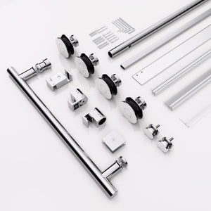 Frameless Single Sliding Shower Door With Clear Tempered Glass