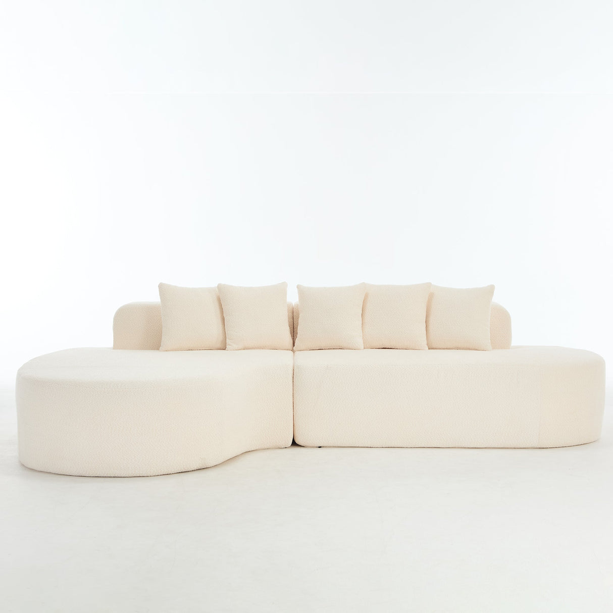 110.2'' Curved Sectional Sofa with 5 Pillows - Ivory