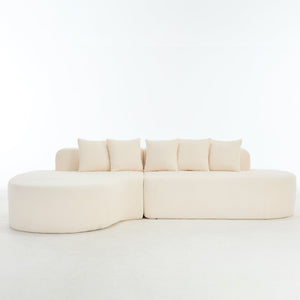 110.2'' Curved Sectional Sofa with 5 Pillows - Ivory