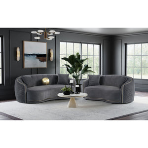 Lorraine - 2 Piece Upholstered Sofa Set With Tufting Trim - Dark Gray
