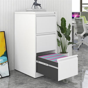 Durable Metal 3 Drawer File Cabinet With Lock For Office Storage