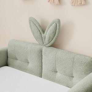 Cute Rabbit Ear Upholstered Platform Bed Frame With Safety Rail
