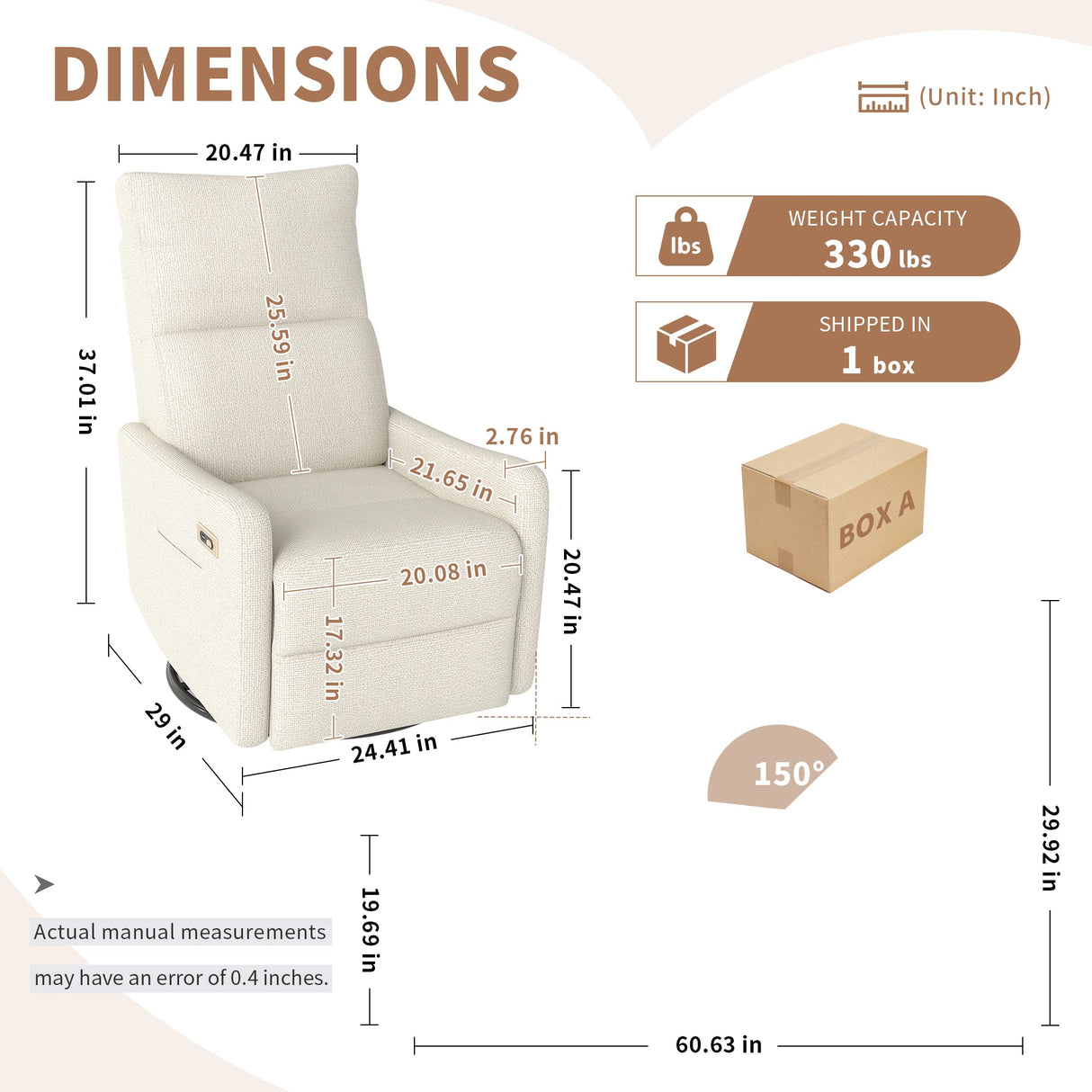Manual Swivel Rocker Recliner Chair