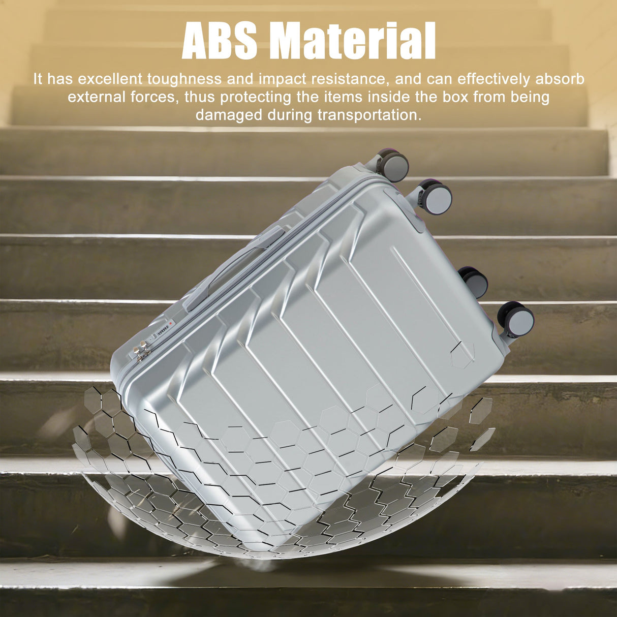 28 Inch ABS Hard Shell Large Travel Checked Luggage - Silver