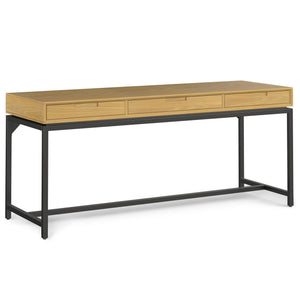 Mid Century Handcrafted Wide Writing Desk with Storage Drawers - Light Brown or Dark Brown