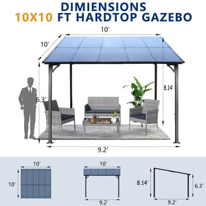 Wall Mounted Outdoor Pergola Gazebo with Heavy Duty Metal Awning and Roof