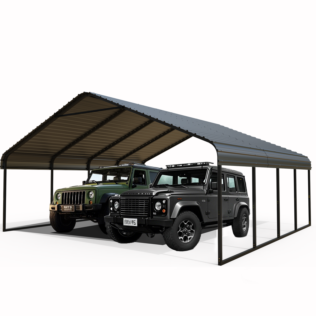 Heavy Duty Carport 20 x 20 Shelter with Galvanized Frame - Grey