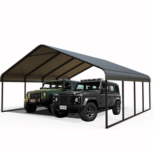 Heavy Duty Carport 20 x 20 Shelter with Galvanized Frame - Grey