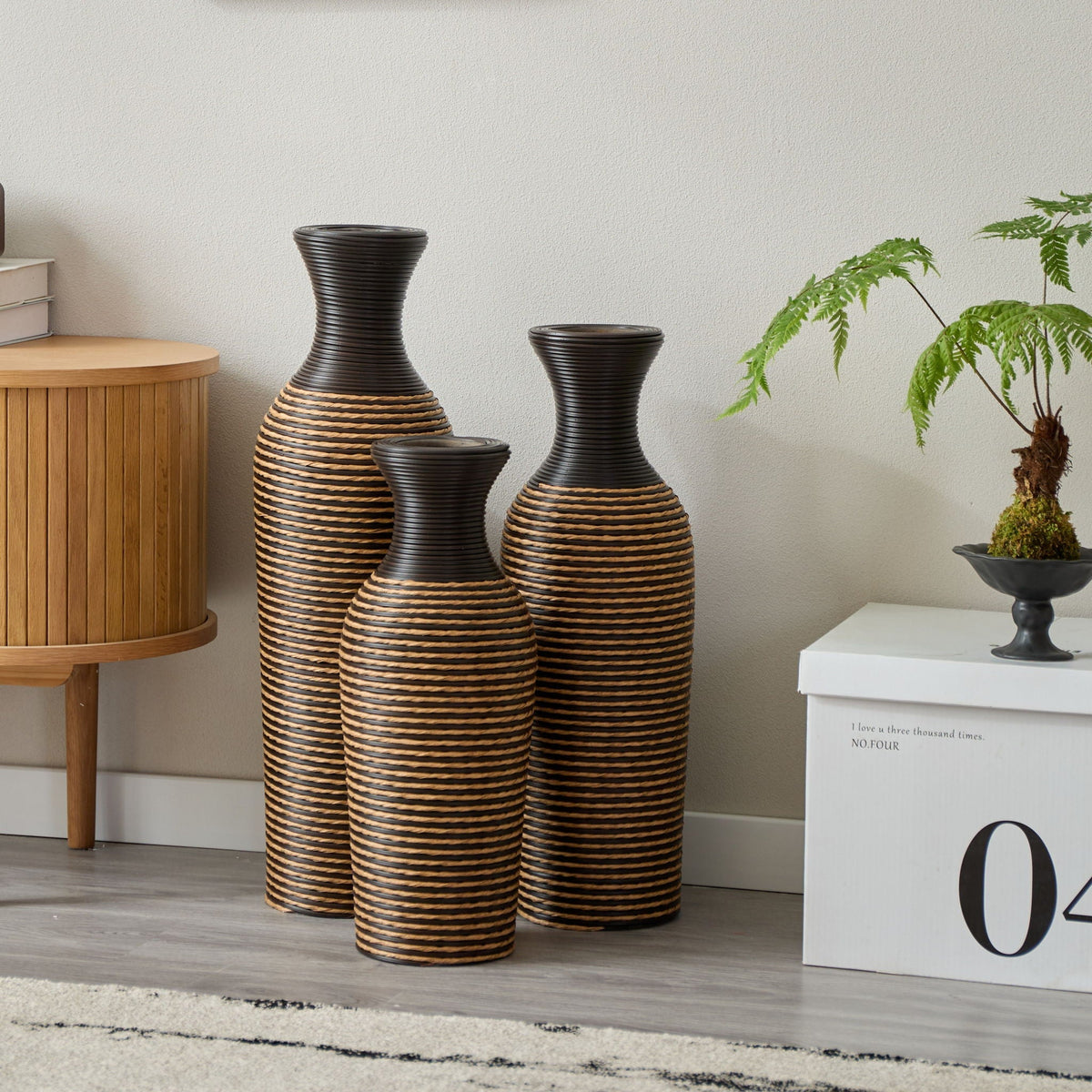 Classic And Neat Floor Vase, High Independent Flower Stand (Set of 3)