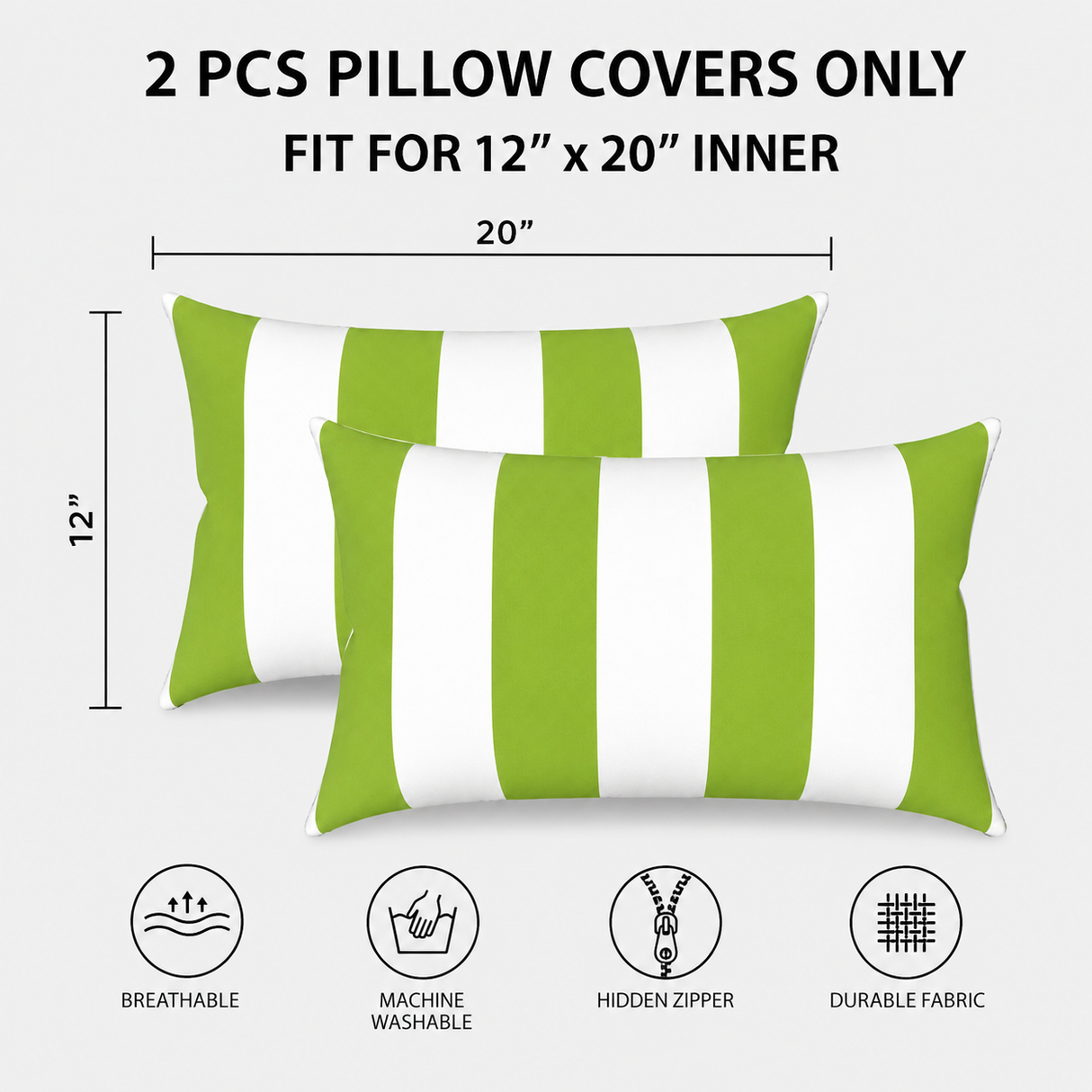 4 Pack Outdoor Lumbar Pillow Covers - 12x20 Inch