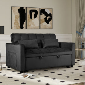 3 In 1 Pull Out Couch Convertible Sofa Bed With Reclining Backrest