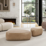 Pebble 44" Rounded Triangle Cocktail Ottoman in Tuscan Tan Brown Leather