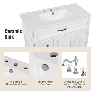 Bathroom Vanity With Sink, 2 Doors 2 Drawers, Freestanding Design