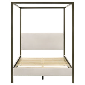 Monroe Upholstered Queen Canopy Bed Vanilla