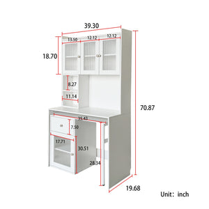 Computer Desk with Glass Door for Home Office or Study