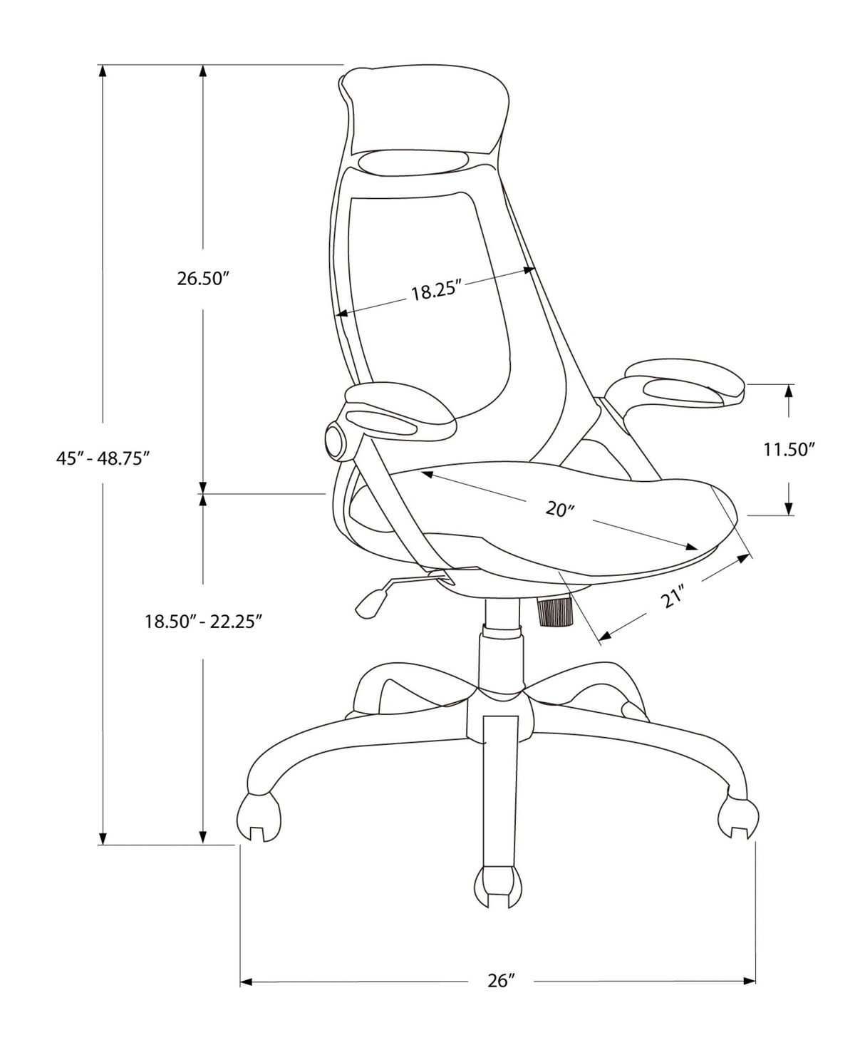 Office Chair, Adjustable Height, Swivel, Ergonomic, Armrests