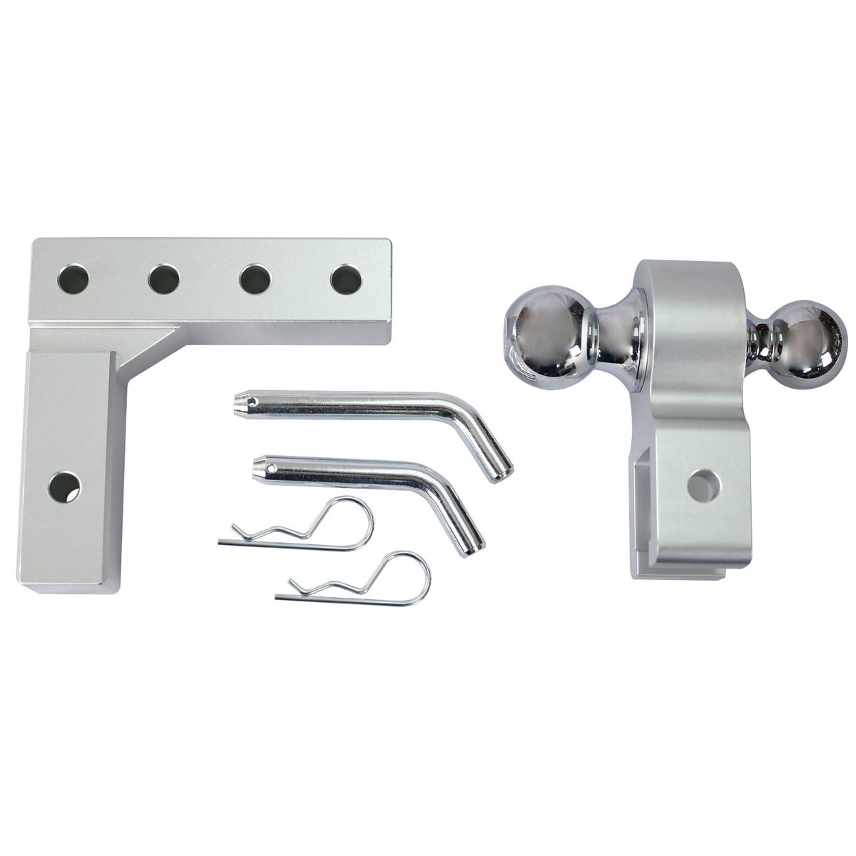 Alu - Adjustable Trailer Drop Hitch With 2" Receiver, 6" Adjustable - Silver