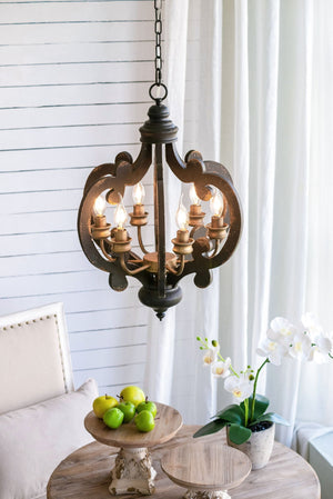 Farmhouse 6-Light Wood Chandelier Pendant Light Fixture