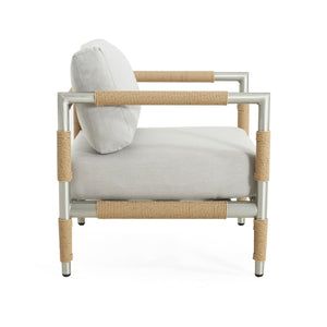 Oriana Aluminum Outdoor Patio Armchair With Thick Cushions - Light Gray