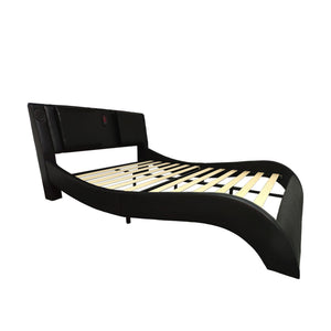 Platform Bed Frame With LED Lighting, tooth Music, Vibration Massage