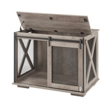 Farmhouse Dog Cage Crate Furniture with Sliding Barn Door