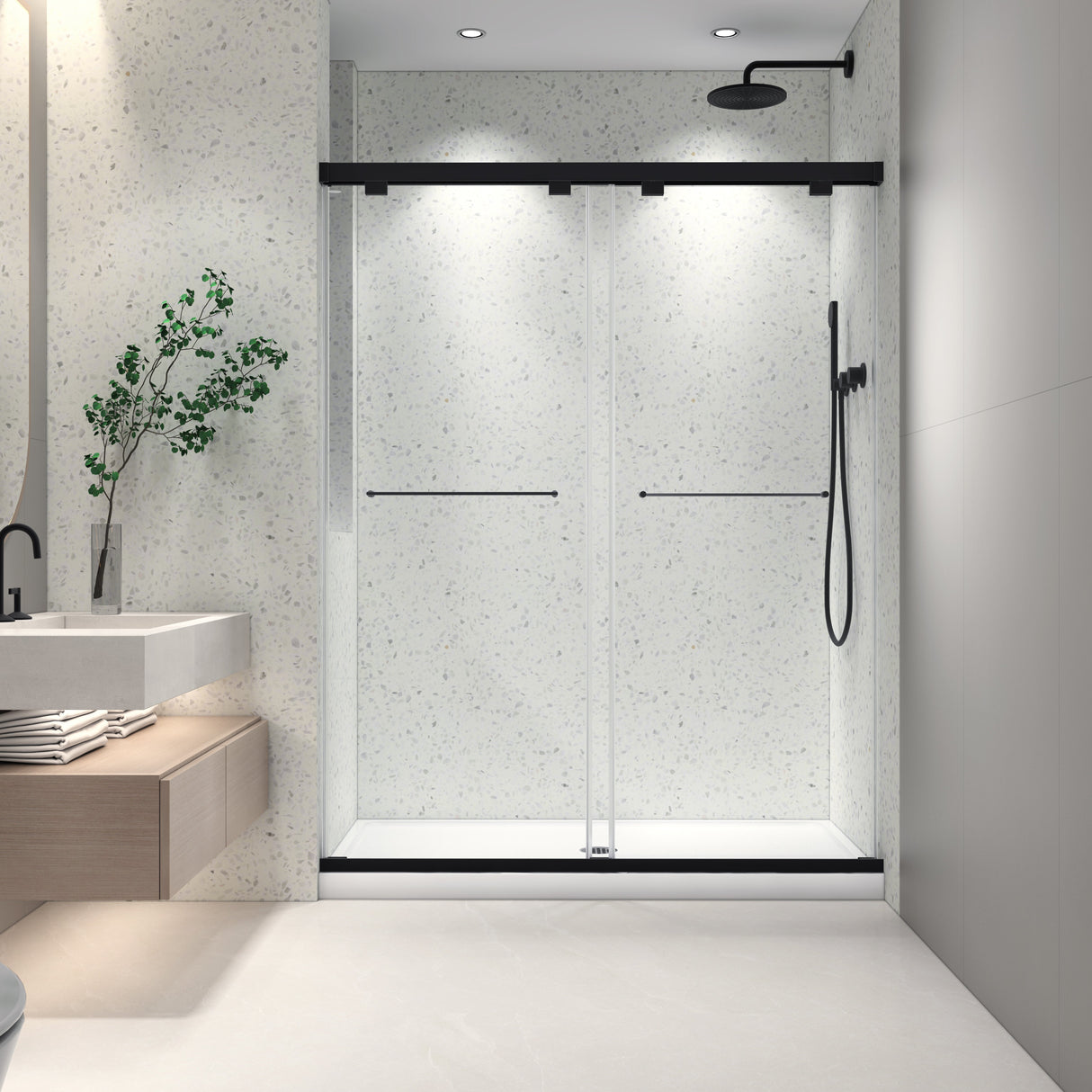 5476 Inch Frameless Double Sliding Matte Shower Door