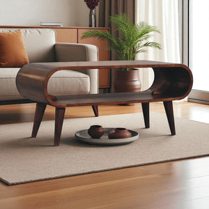 Solid Wood Amaya Nordic Style Coffee Table, Open Storage
