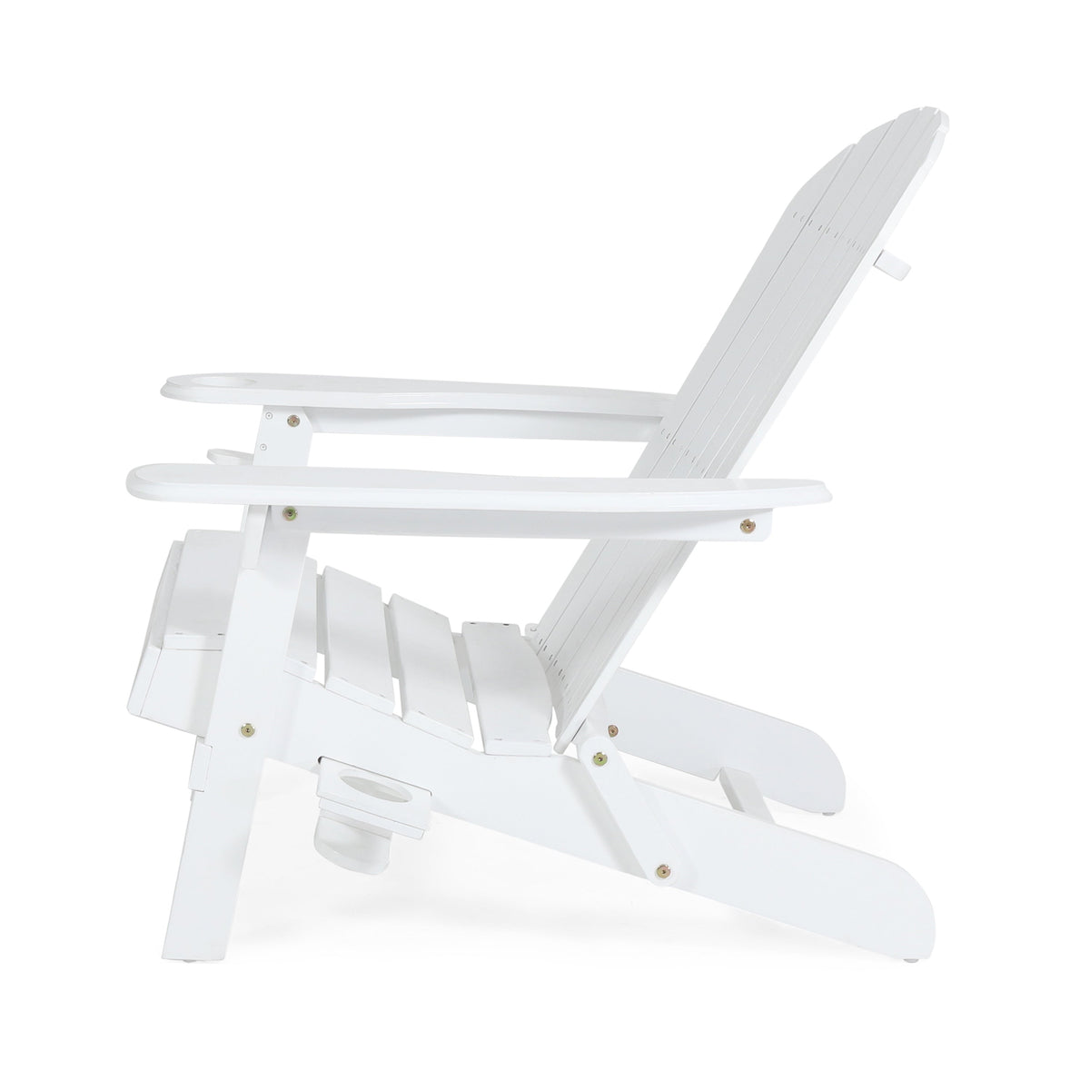 Zenithia Outdoor Foldable Adirondack Chair with 2 Cup Holders - White